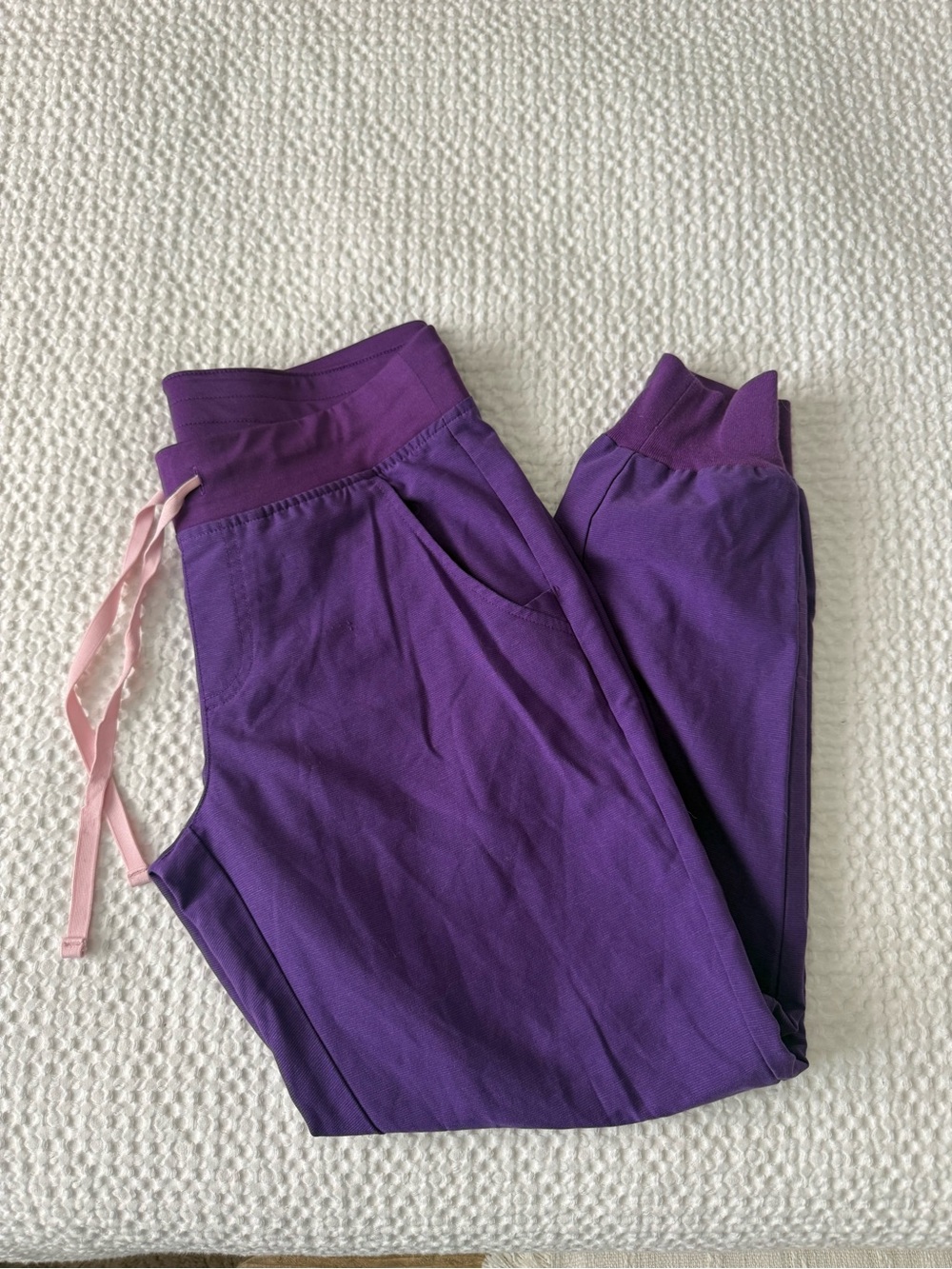 Figs Purple Jogger Pants with Pink Drawstring